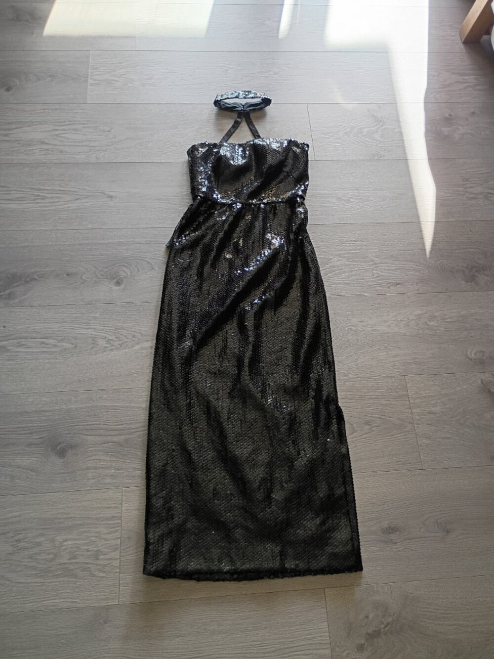 Vintage 80s Black Sequin Gown, Mignon by Dorothy Farbo